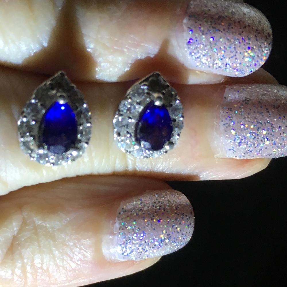 Genuine Masoala Blue Sapphire Halo Earrings